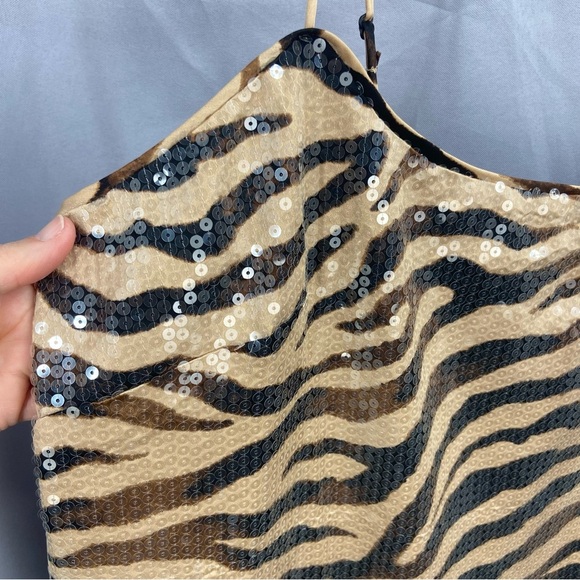 J.Crew Gwyneth Sequin Slip Dress in Sandy Zebra Stripe Size 16 NWT - Picture 4 of 11
